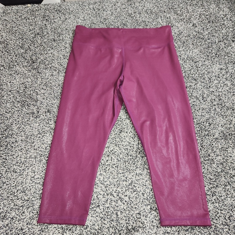 Zyia Lipgloss Purple Metallic Light N Tight Hi-rise Capri Legging Women's Sz 20